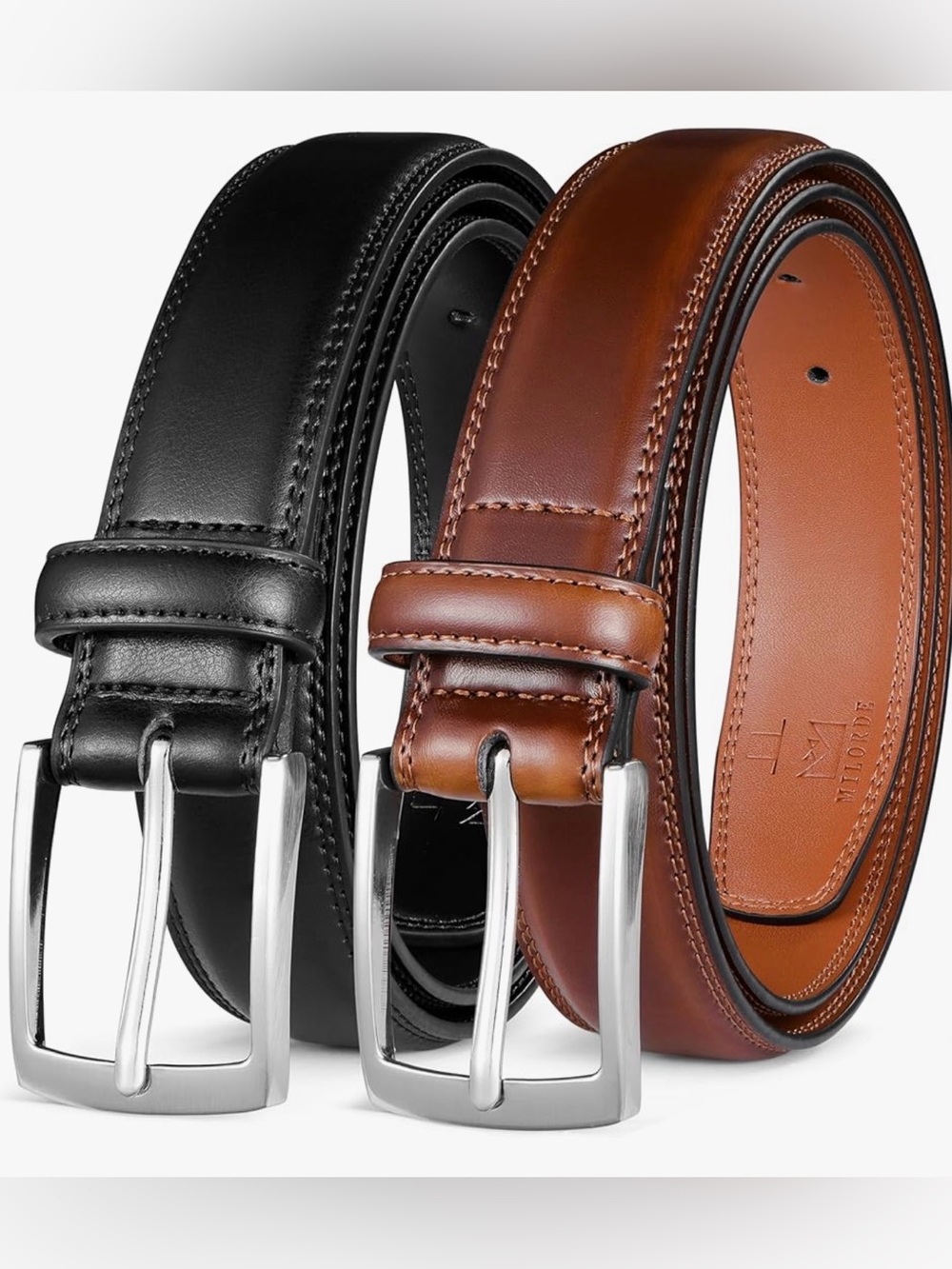 Mildred Classic Leather Men's Belt - Black and Brown-50”